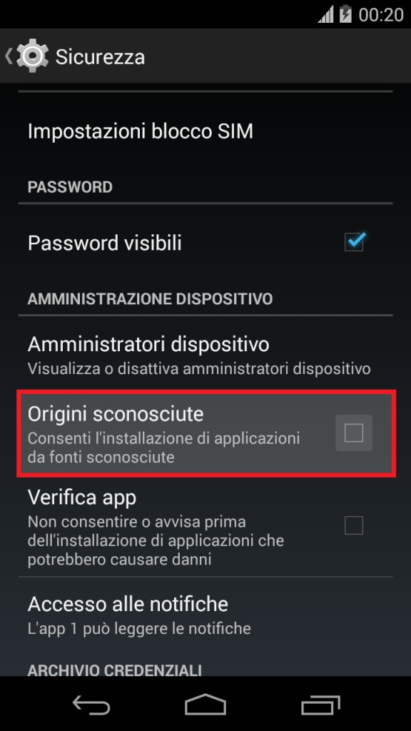 installare un file APK su Android