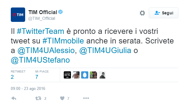 assistenza tim twitter